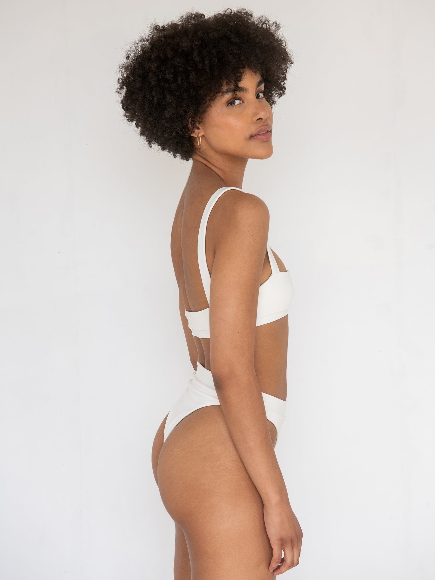 Soren High Waisted Bikini Bottoms in Ecru