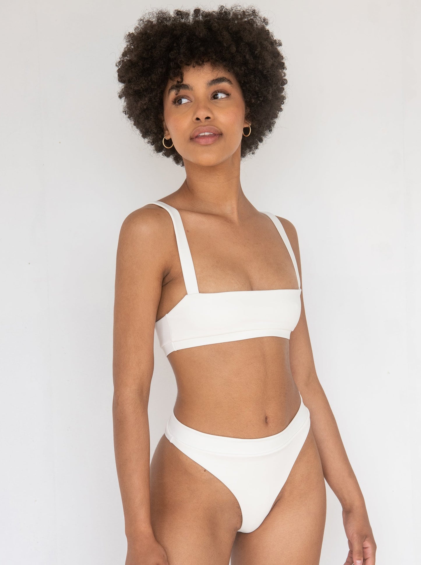 Soren High Waisted Bikini Bottoms in Ecru
