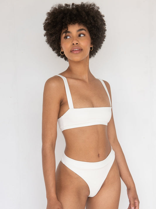 Soren High Waisted Bikini Bottoms in Ecru