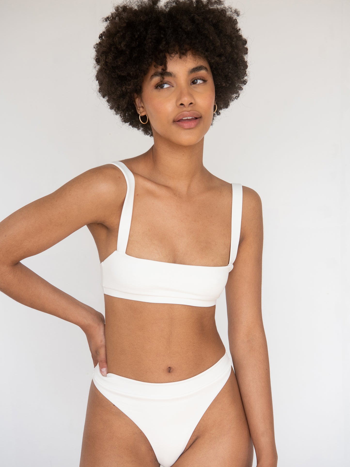 Rei Straight Neck Bikini Top in Ecru