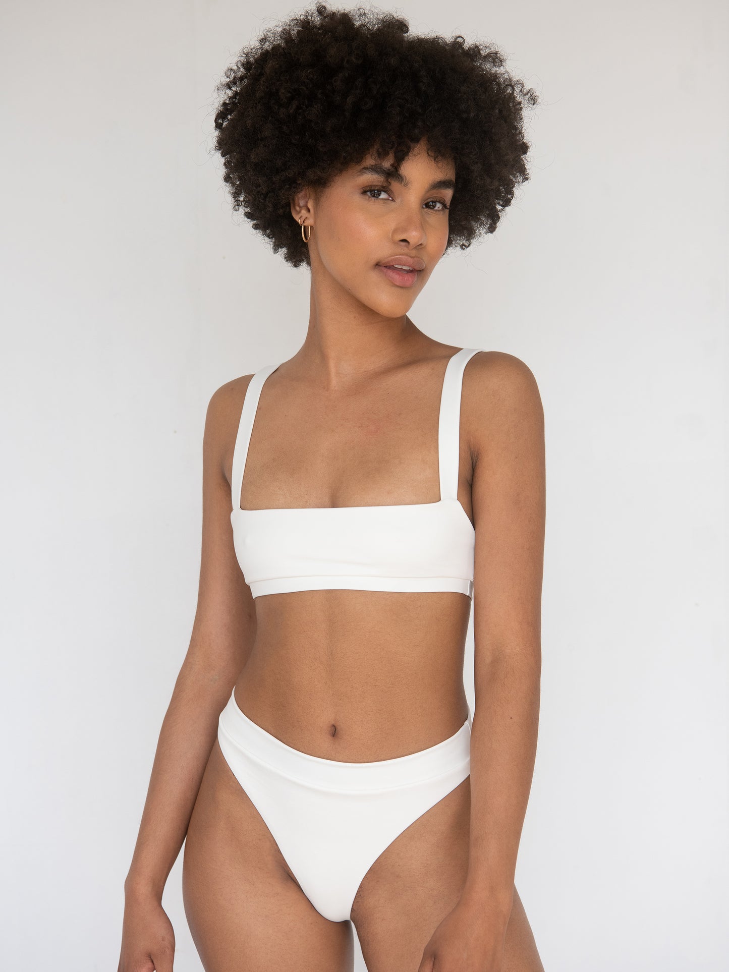 Rei Straight Neck Bikini Top in Ecru