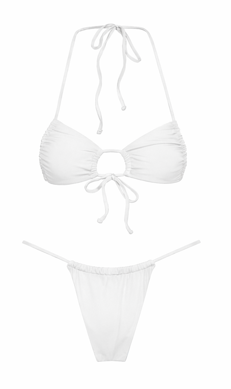 Leila Side Tie Bikini Bottoms in Ecru